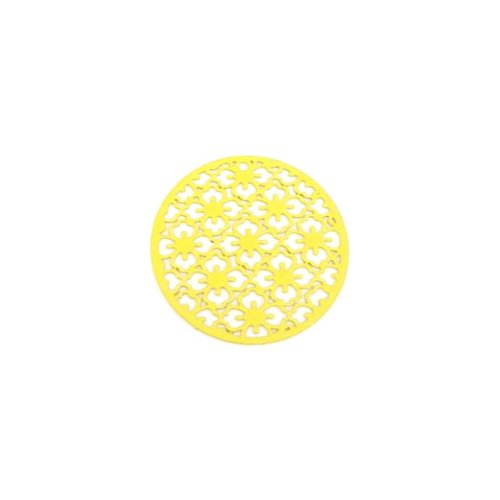 *estampe rond fleuri jaune 30mm geja-42.*