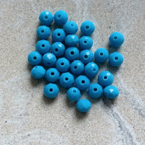 Perles rondelles à facettes bleues 6x4mm x30 pble4-4