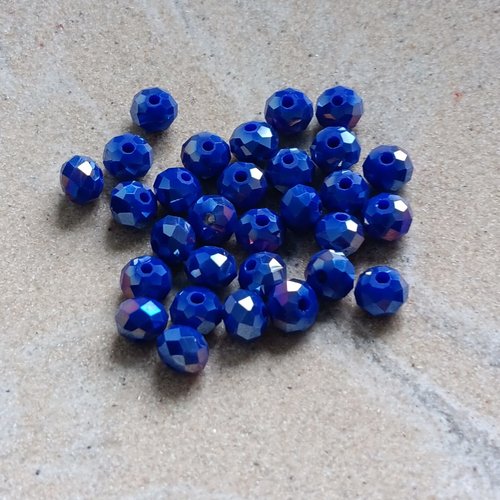 Perles rondelles à facettes bleues 6x4mm x30 pble5-12