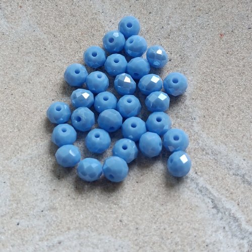 Perles rondelles à facettes bleu ciel 6x4mm x30 pble5-13