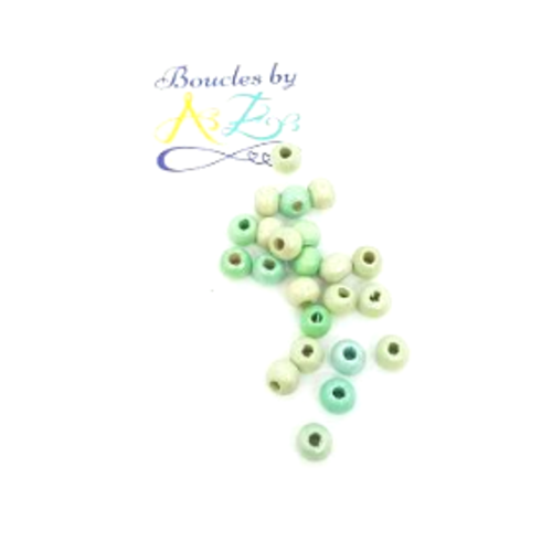 Perles en bois mix vert 6mm x50 pve3-3
