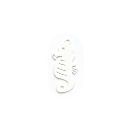 Breloque filigrane hippocampe blanc 21x11mm blc17-8