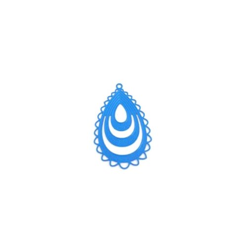 Estampe filigrane goutte bleue 32x20mm ble28-1