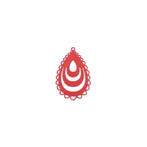 Estampe filigrane goutte rouge 32x20mm rou16-7