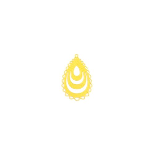 Estampe filigrane goutte jaune 32x20mm ja17-10