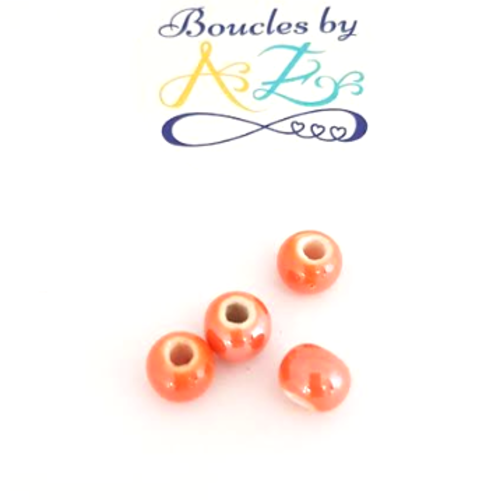 Perles oranges en céramique 8mm x5 por2-11.