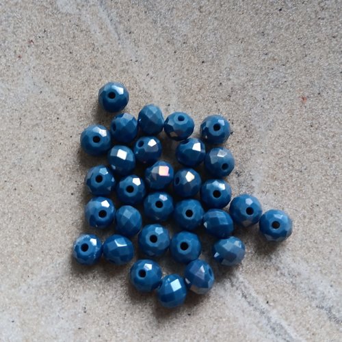 Perles rondelles à facettes bleues 6x4mm x30 pble6-24