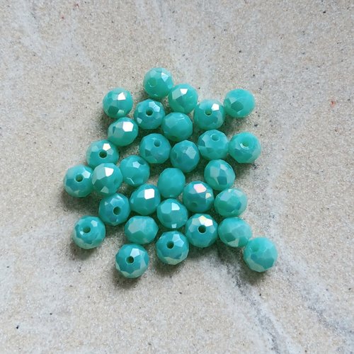 Perles rondelles à facettes turquoises 6x4mm x30 ptu5-3