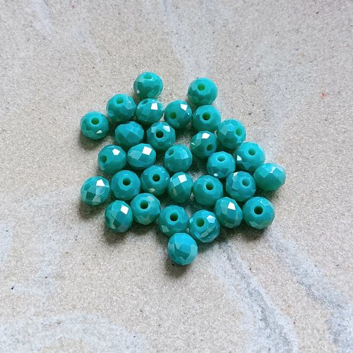 Perles rondelles à facettes turquoises 6x4mm x30 ptu5-6