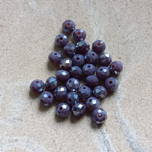 Perles rondelles à facettes violettes 6x4mm x30 pvi4-16