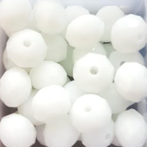 Perles à facettes blanches 8x6mm x20 pblc4-12