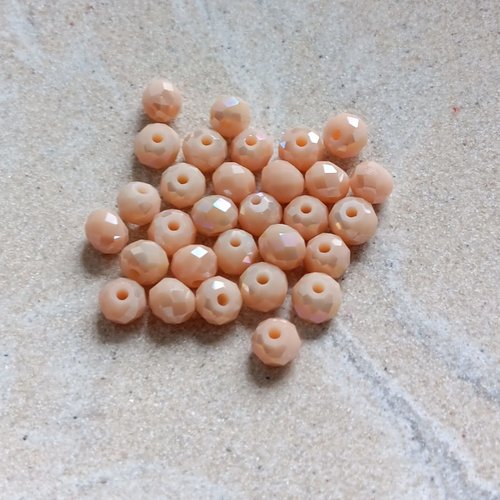 Perles rondelles à facettes beiges 6x4mm x30 pblc4-17