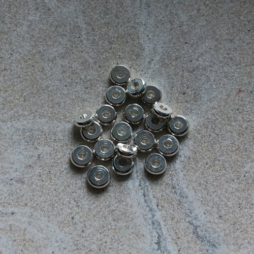 Perles rondelles en laiton argenté 6x2mm par6-14