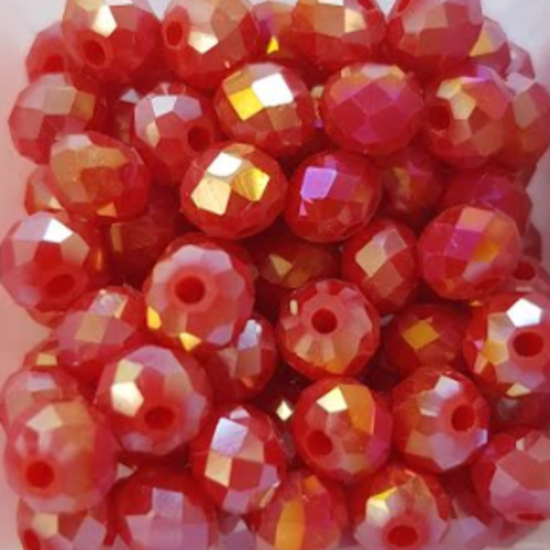 Perles à facettes rouges 6x4mm x30 prou4-5