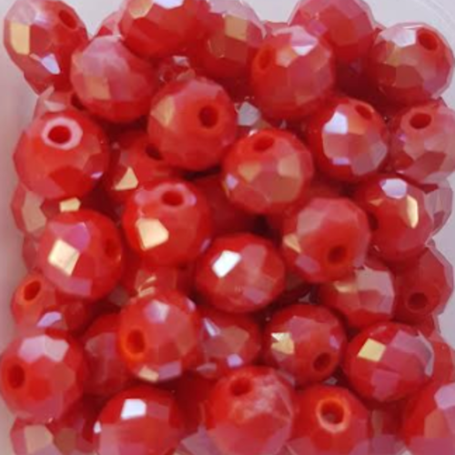 Perles à facettes rouges 6x4mm x30 prou4-6