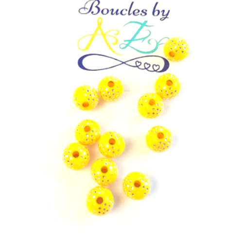 Perles jaunes strassées 8mm x10 pja4-9.
