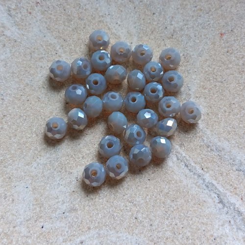 Perles rondelles à facettes grises 6x4mm x30 pgr3-15