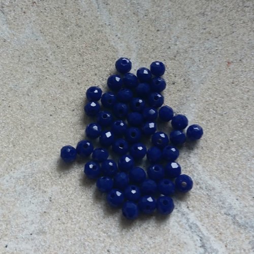 Perles rondelles à facettes bleue marine 4x3mm x50 pble5-24