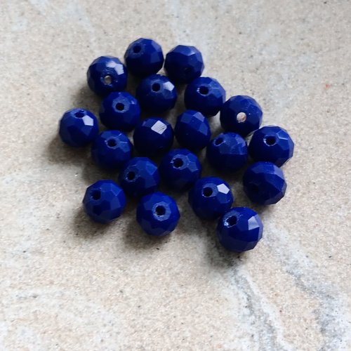 Perles rondelles à facettes bleu marine 8x6mm x20 pble6-2