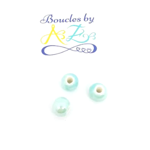 Perles turquoises en céramique 8mm x5 ptu3-17.