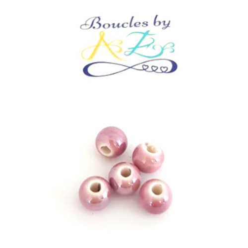 Perles mauves en céramique 8mm x5 pvi3-7