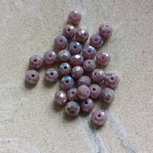 Perles rondelles à facettes violettes 6x4mm x30 pvi3-23