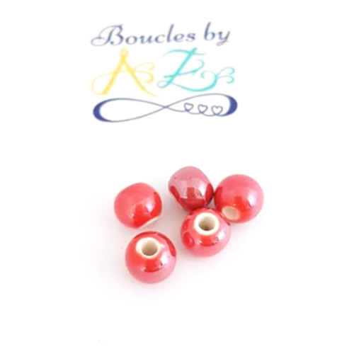 Perles rouges en céramique 8mm x5 prou3-4