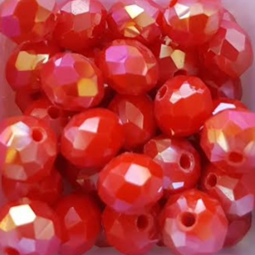 Perles à facettes rouges 8x6mm x20 prou3-17.