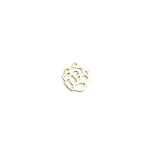Breloque fleur argentée acier inox 304 13x12mm x1 ou x10 ar55-7