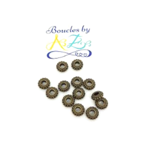 Perles intercalaires bronze 8x3mm x10 pbr1-14