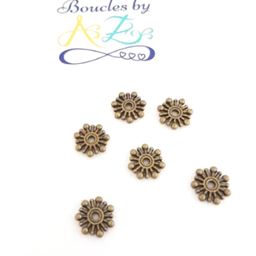 Perles intercalaires flocons bronze 9mm x10 pbr1-15
