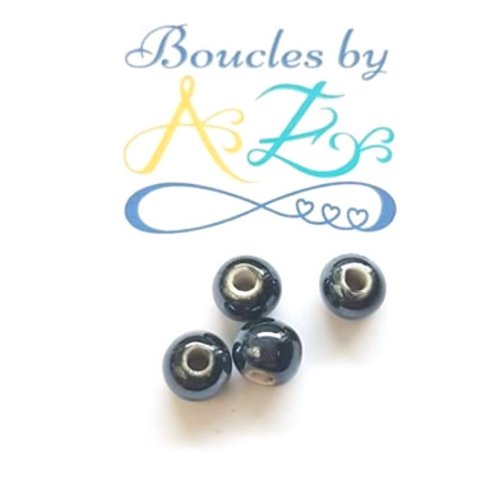 Perles rondes noires en céramique 8mm x5 pno2-4.