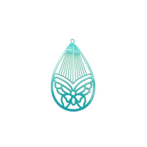 Estampe filigrane goutte verte 42x26mm geve-73