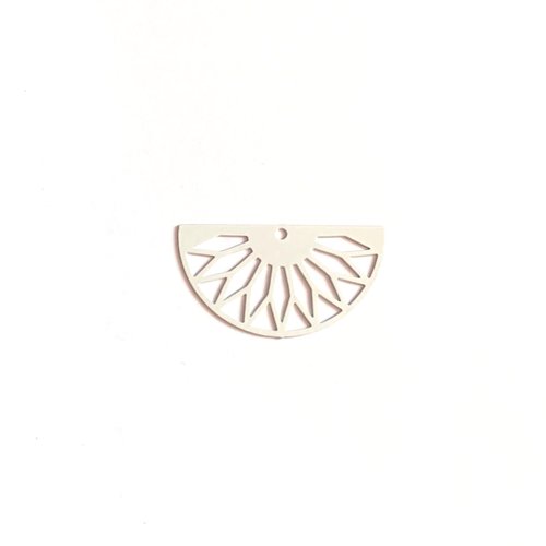 Estampe filigrane demi-lune blanche en métal 16x30mm x1 ou x10 geblc-75