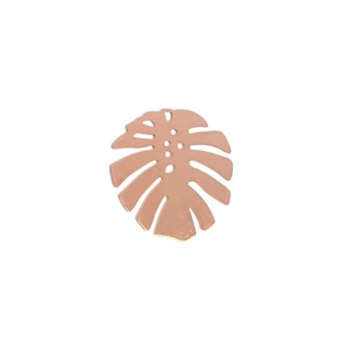 *estampe feuille monstera rose dorée 36x32mm gedo-69.*