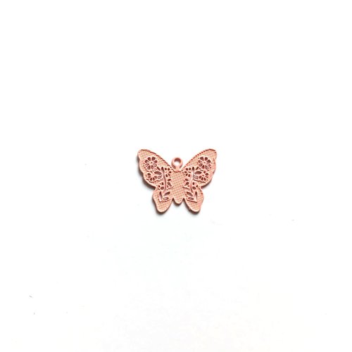 Breloque filigrane papillon rose 12x14mm ros21-2