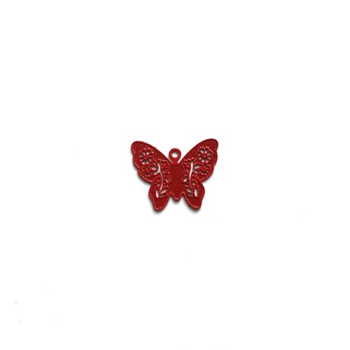 Breloque filigrane papillon rouge 12x14mm rou13-4