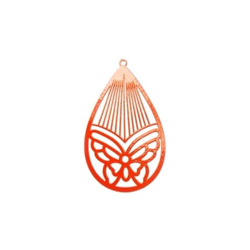 Estampe filigrane goutte orange en métal 42x26mm x1 ou x10 geor-2