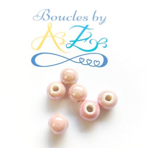 Perles rondes roses en céramique 8mm x5 pros4-12