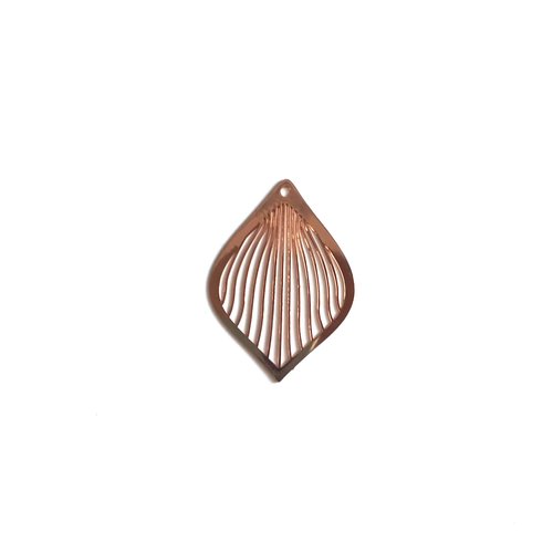 Estampe filigrane goutte or rose 38x27mm gedo-67