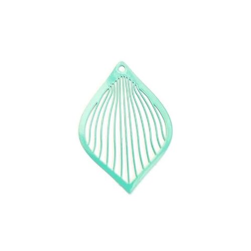 Estampe filigrane goutte turquoise 38x27mm getu-42