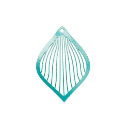 Estampe filigrane goutte vert turquoise 38x27mm geve-1