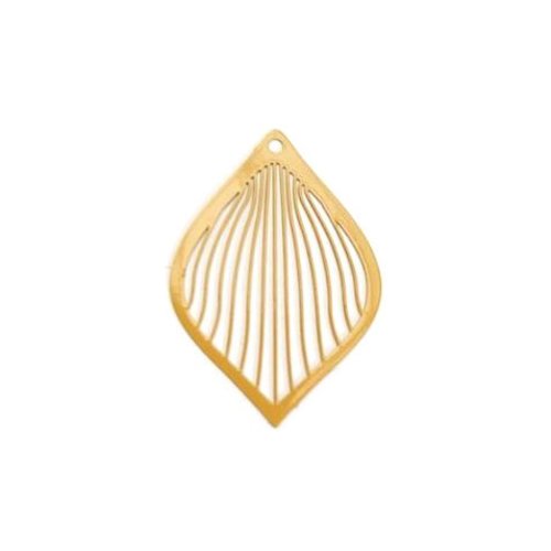 Estampe filigrane goutte jaune moutarde 38x27mm geja-66