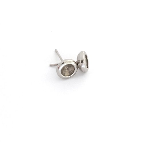 Clous d'oreilles argentés acier inox 8mm pour strass 5mm sbopu-68