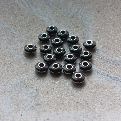 Perles rondelles bombées acier inox argenté par6-16