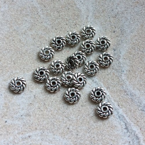 *perle intercalaire rondelle argentée 6mm x20 par6-18*