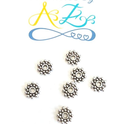 Perles intercalaires fleurs argentées 8mm x10 par7-10