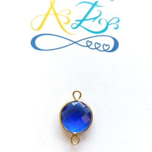 Intercalaire en verre facetté bleu 20x13mm do39-1