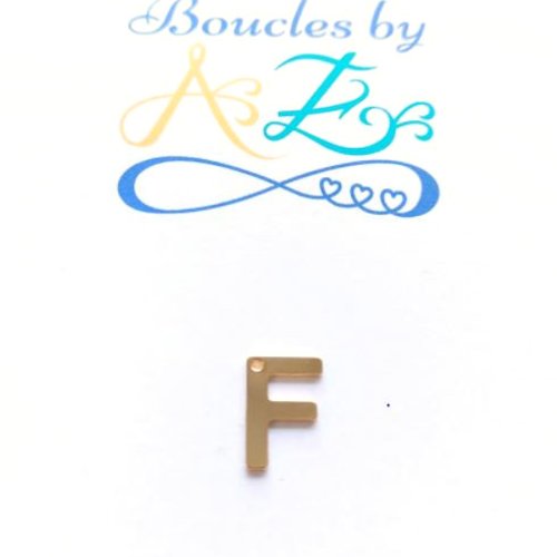 Pendentif lettre f en acier inox doré init2-f