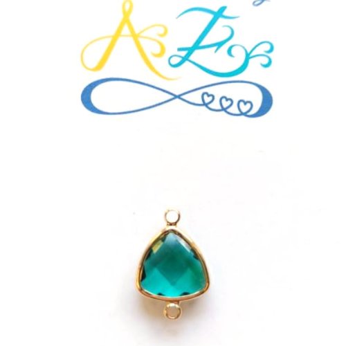 *intercalaire en verre facetté vert 20x13mm do40-7*